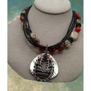 Vintage CHICO'S  Multi-Strand Beaded pendant neckl